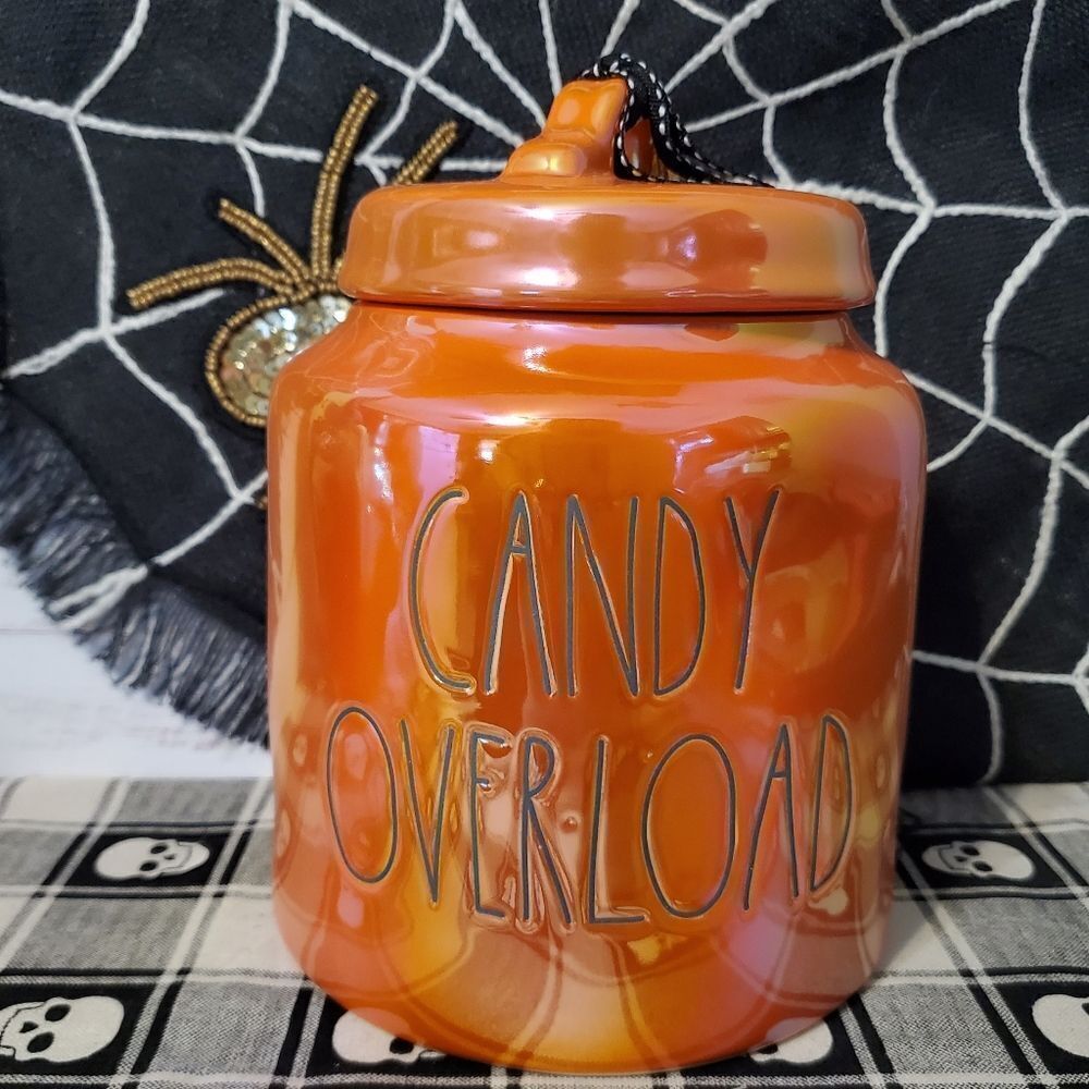 Rae Dunn 🎃 Halloween pearlescent "candy overload" Canister